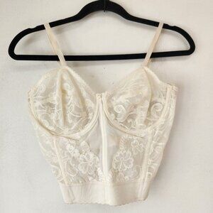 Vintage Sears Lace Corset Bridal Lingerie Bra Strapless Off White USA 36DD